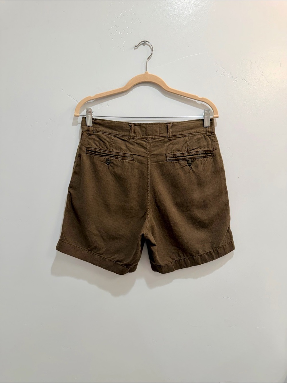 Todd Snyder Mens Cotton Linen 7" Officer Shorts Olive Brown Button Tab Size 28 - Picture 6 of 11